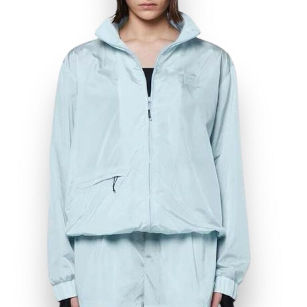 RAINS Track Jacket WMNS M Blue Lightweight Sky 18900 Interior Pockets Nylon Zip‎
